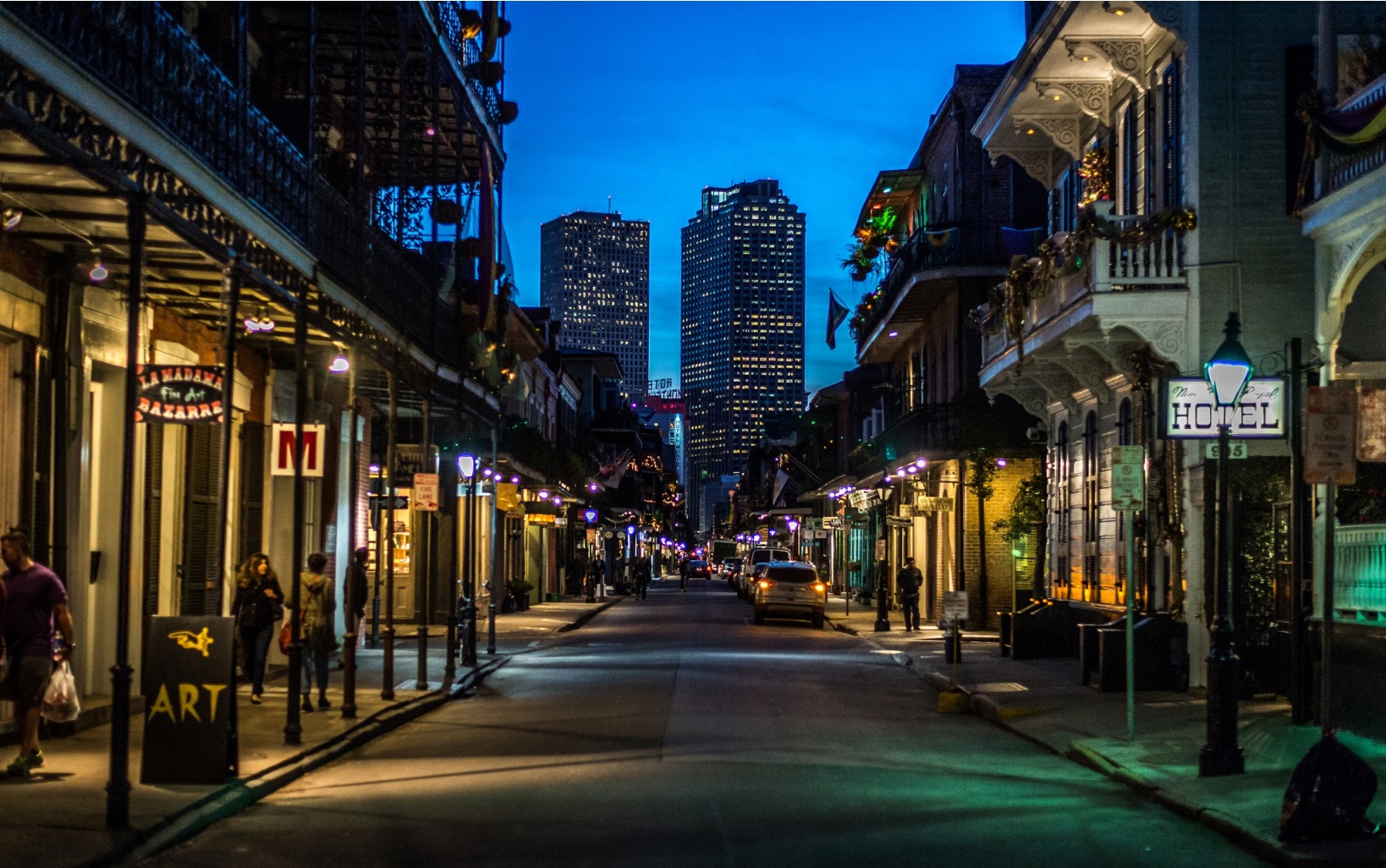 New Orleans French Quarter Street At Night.